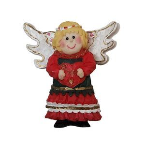 Be Mine Valentine Angel Figurine red green dress